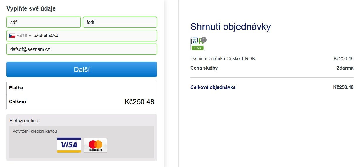 Falešný eshop s dálniční známkou