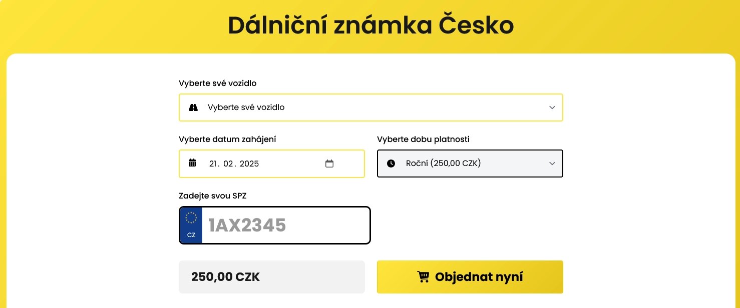 Falešný eshop s dálniční známkou