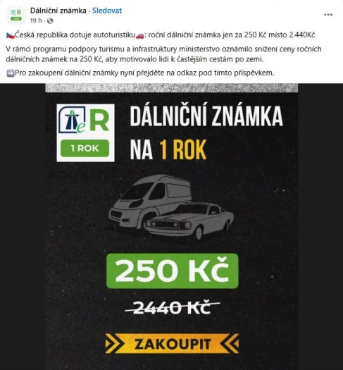 Autor: Ministerstvo dopravy Falešný eshop s dálniční známkou