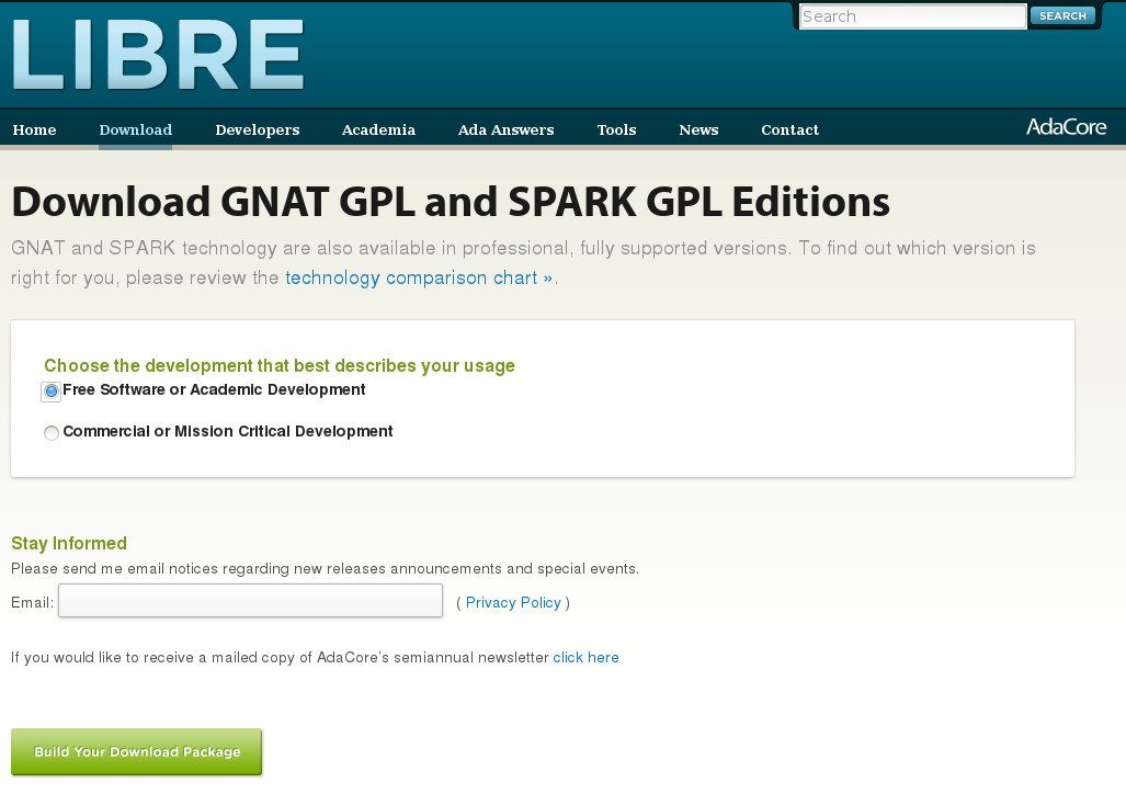 Stažení překladače Ada