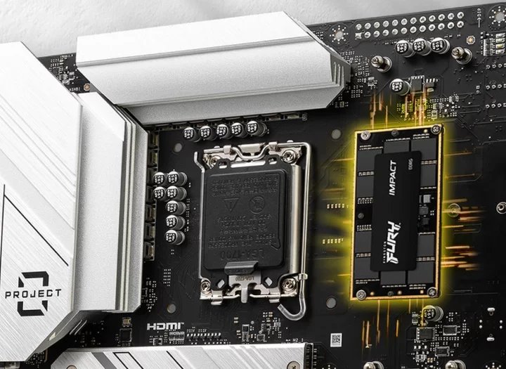 Autor: MSI Deska MSI Z790 Project Zero Plus demonstrující použití pamětí CAMM2 od Kingstonu