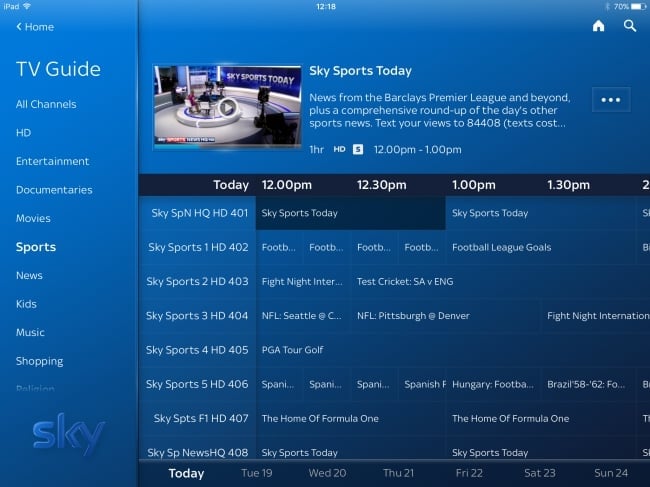 Mobilní aplikace Sky Q