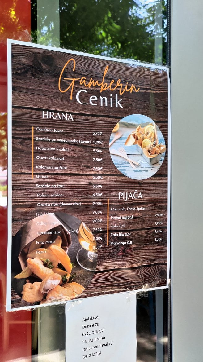 Ceny potravin u moře a ukázky okolí. Izola, Slovinsko (19. 6. 2023)
