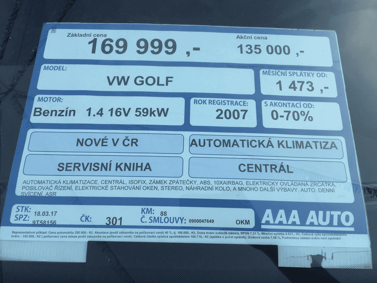 Volkswagen Golf, AAA Auto, kilometry v pořádku