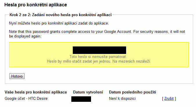 google heslo pro aplikaci