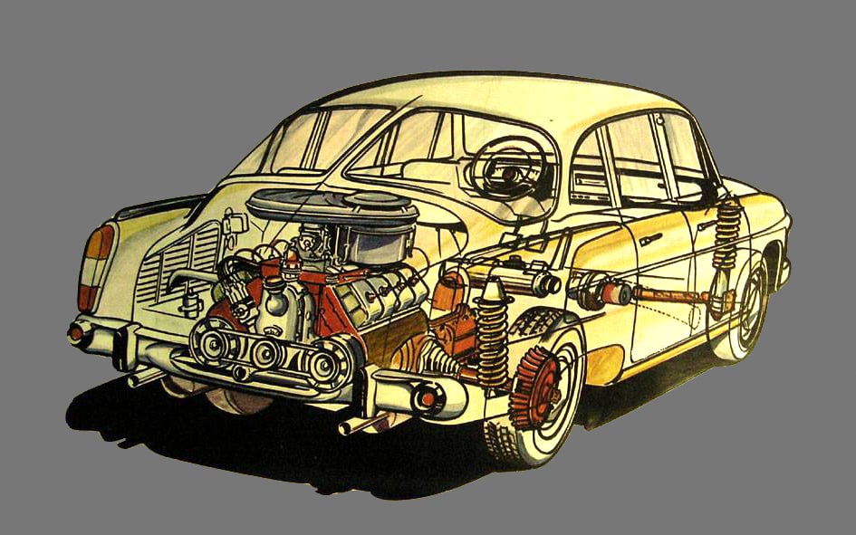 Rozměrný vidlicový osmiválec představuje dědictví předchozích agregátů, které proslavily proudnicové automobily Tatra