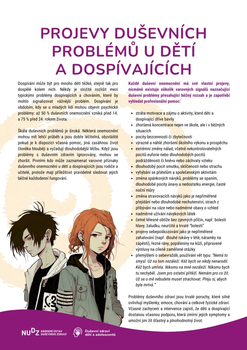 Materiály, jejichž ukázku v galerii vidíte jsou součástí projektu Duševní zdraví dětí a adolescentů.