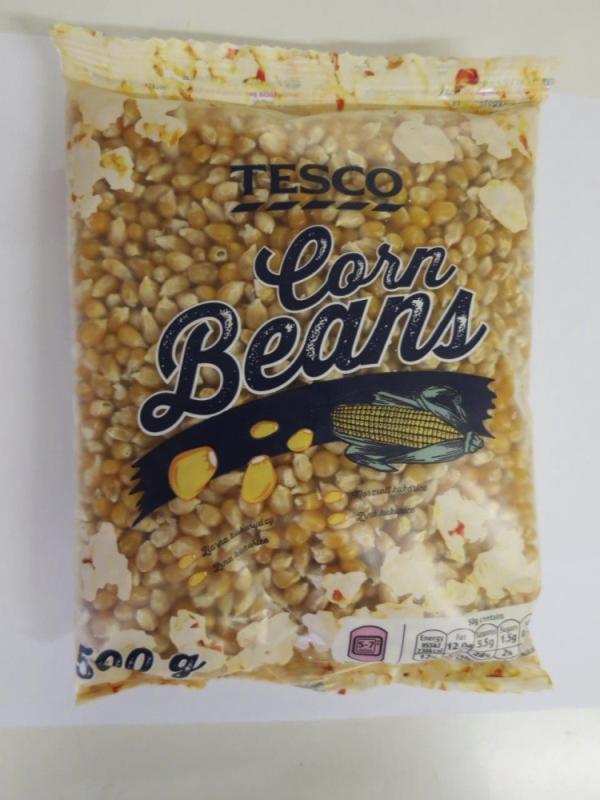 TESCO Corn Beans 500 g výrobní šarže L04 minimální trvanlivost 26_8_2015 přítomnost mykotoxinu fumonisin B1 a B2 v množství 4395 mikrogramů na kilogram