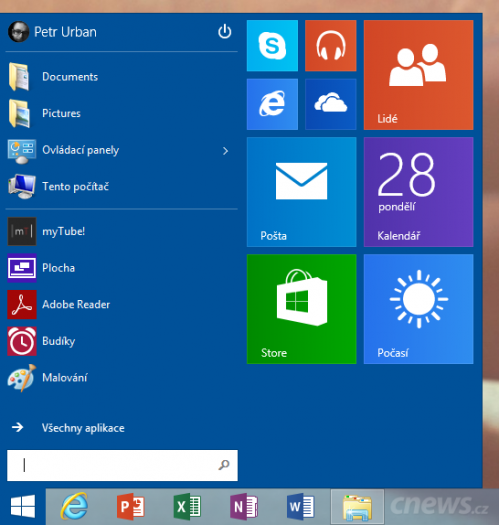 Nová nabídka Start pro Windows RT
