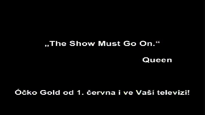 Sdělení Óčka Gold, které vidí divák na obrazovce po naladění kanálu.