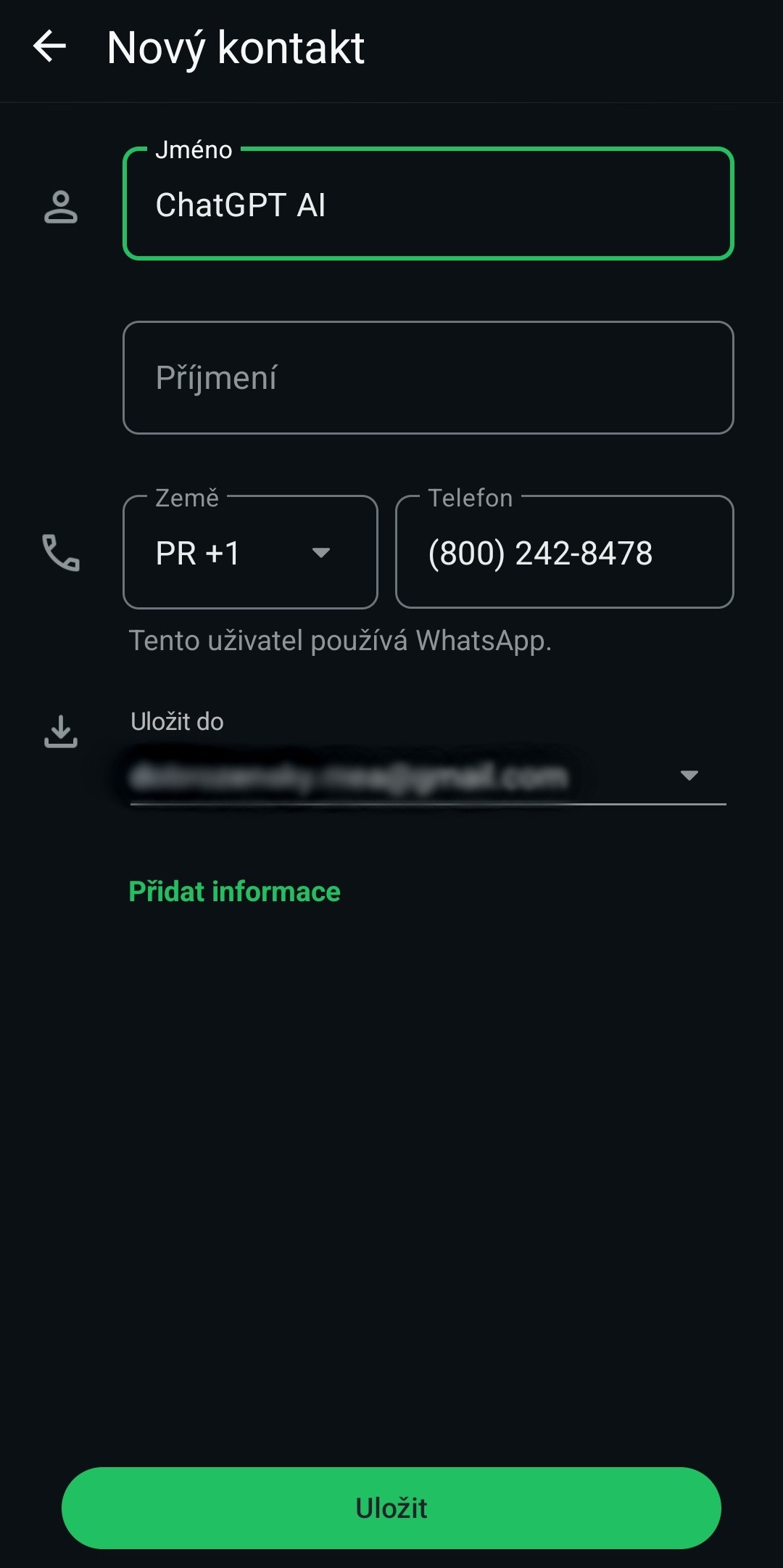 ChatGPT na WhatsAppu