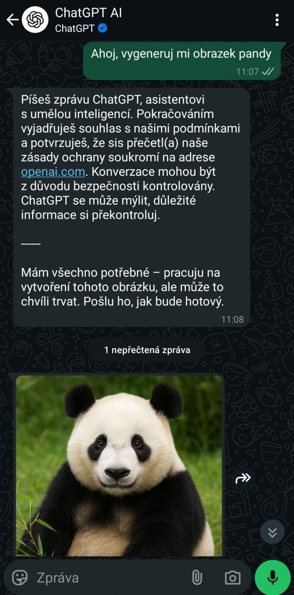 ChatGPT na WhatsAppu