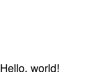 Text vykreslený do počátku souřadné soustavy.