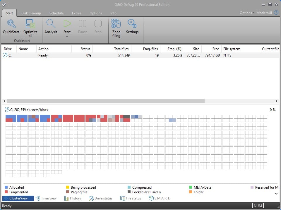 Defragmentace disku O&O Defrag 29