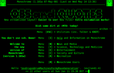 Ukázka úvodní obrazovky BBS