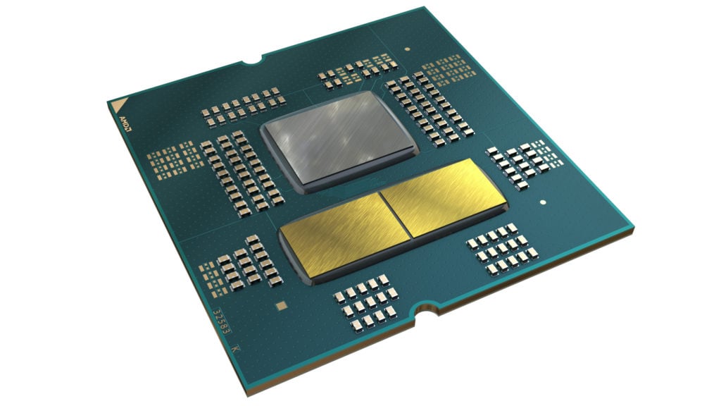 Dva CPU čiplety na procesoru AMD Ryzen 7000 (Raphael) pro socket AM5, bez kovového IHS