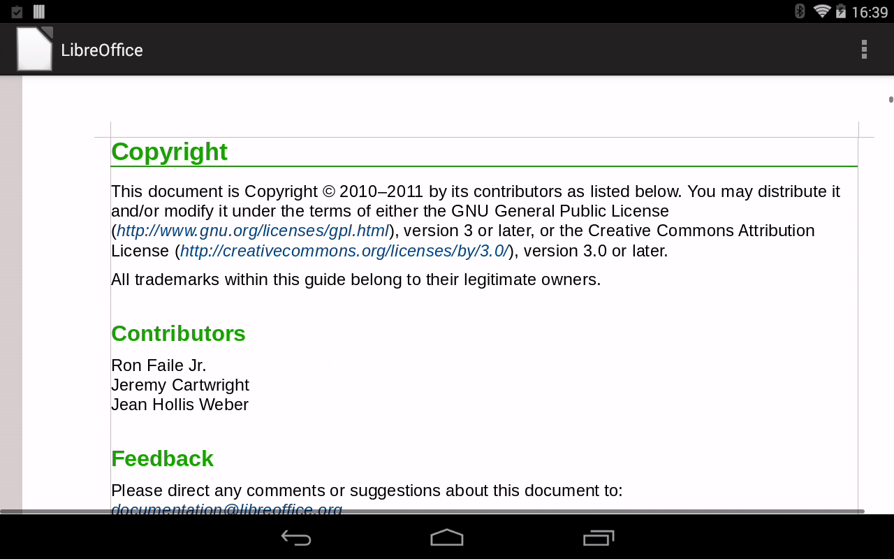 Text zobrazený ve Writeru.