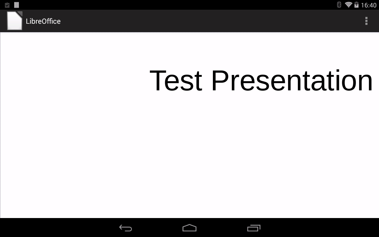 Otevření testovací prezentace v Impress.