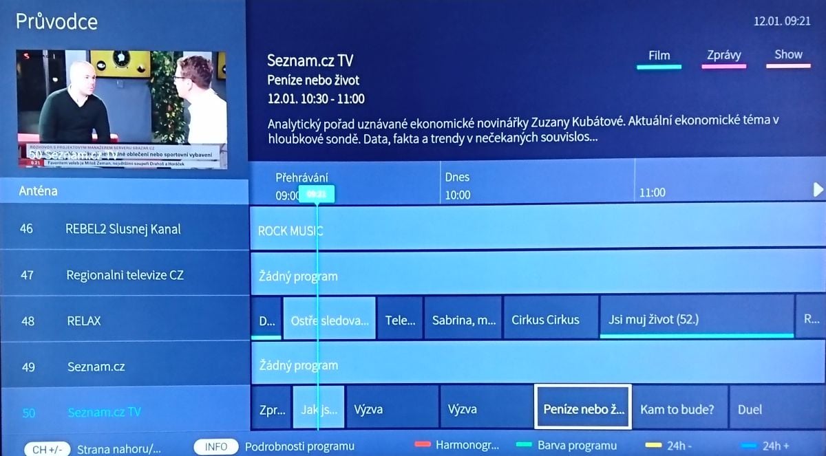Seznam.cz TV - nová, den spuštění první - 12. 1. 2018