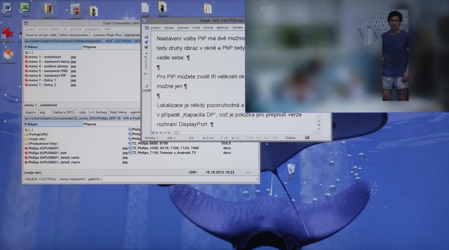 Volba "PiP" - prohozená okna se vstupy.