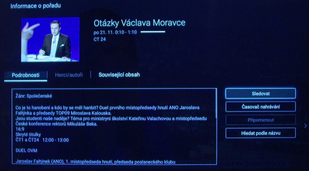 Sony KD-55XD8005 – EPG