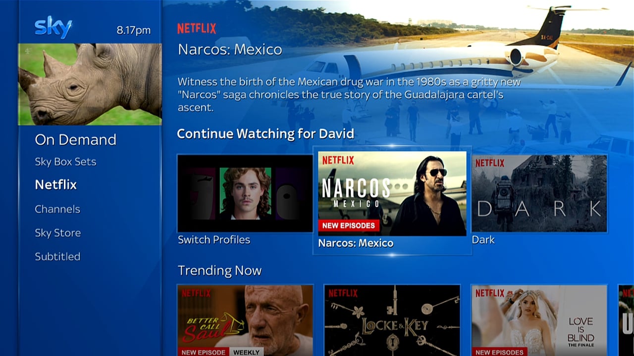 Ukázky britských aplikací Sky Q – VOD videotéky