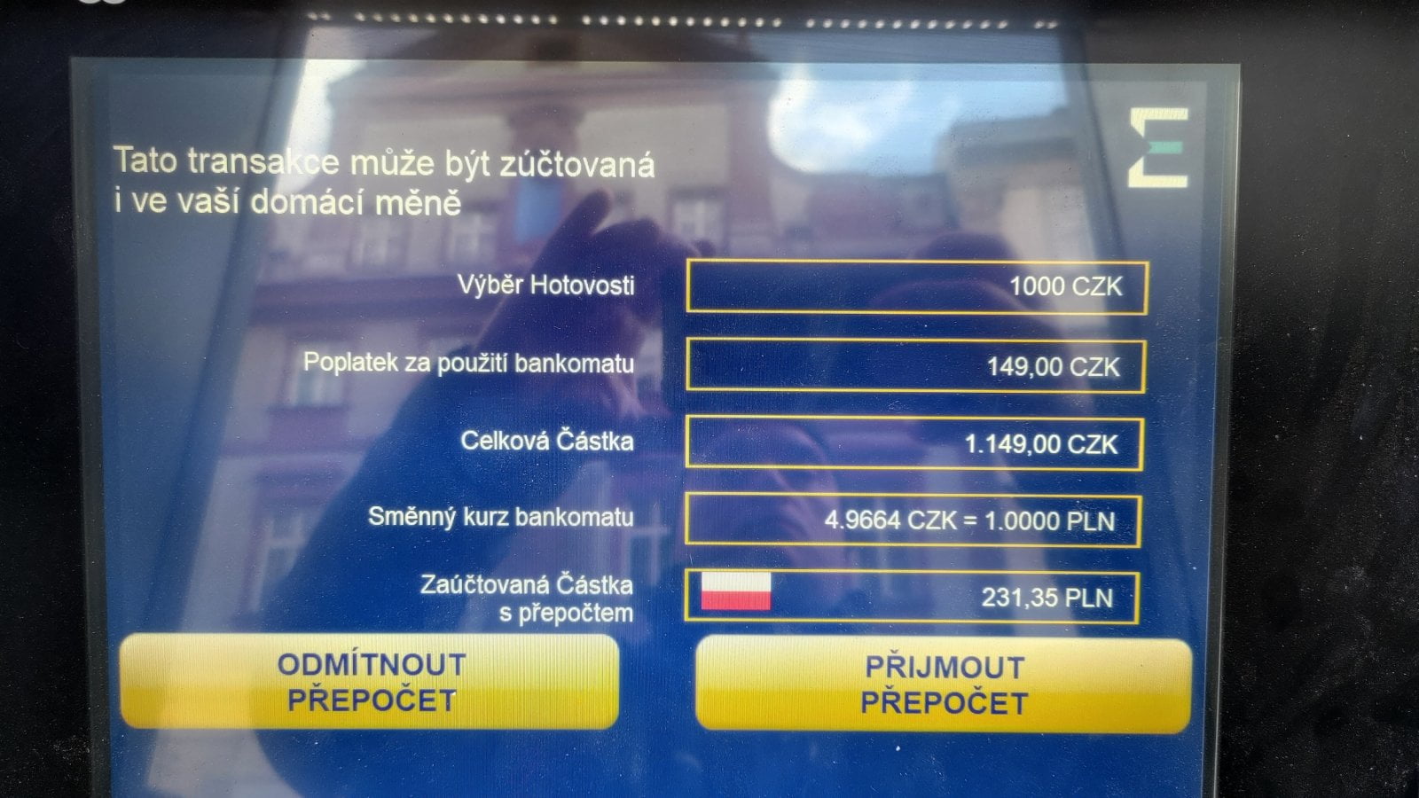 ATM Euronetu na ulici Havelská 522/6, Praha 1. (01. 04. 2026)