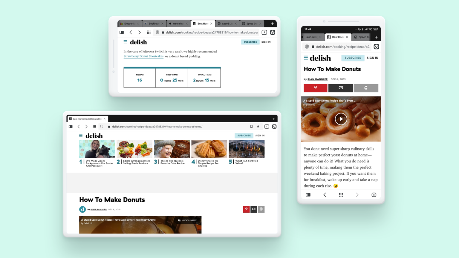 Takto vypadá prohlížeč na mobilu a na tabletu.