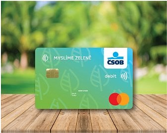 Platební karta ČSOB vyrobená z recyklovaného plastu. (30.9.2020)