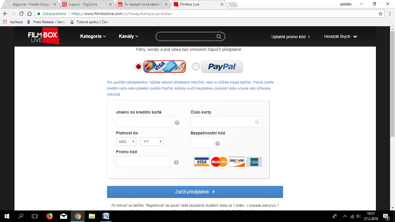 Nabídka online videí tuzemských placených kanálů