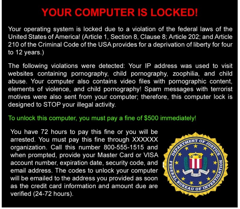 Ransomware označovaný jako „FBI Pornography“
