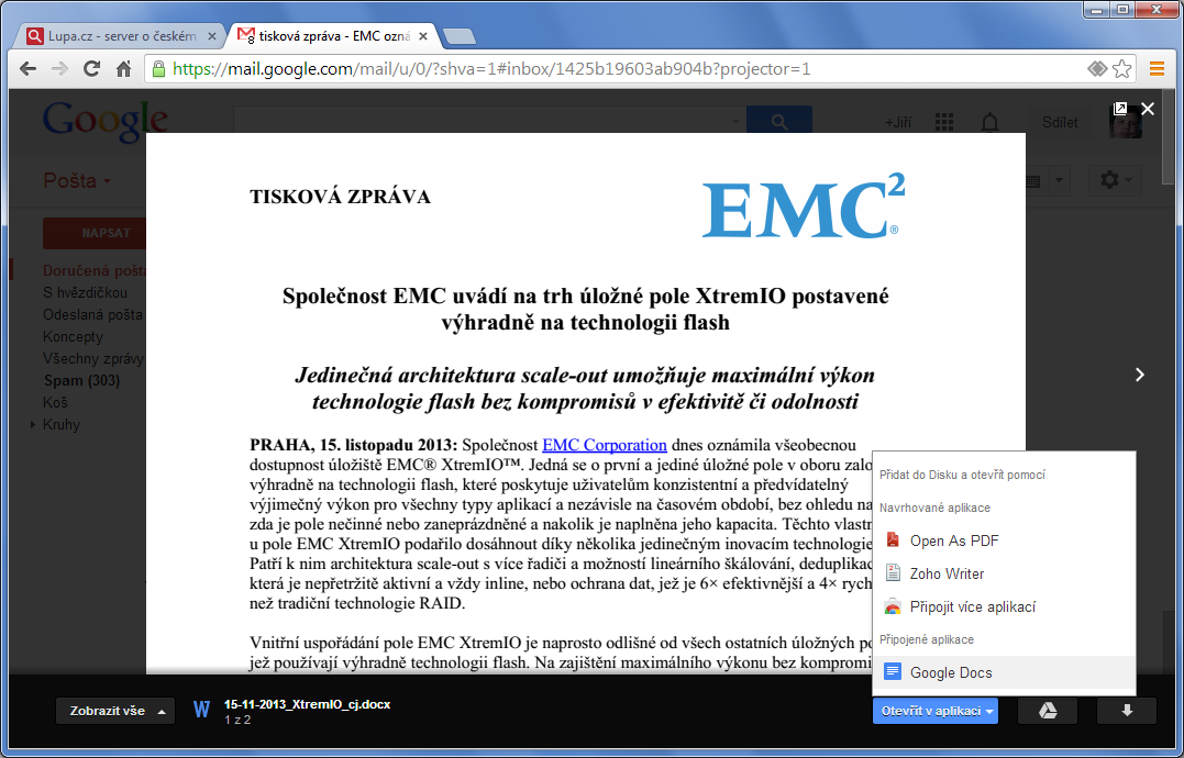 Gmail: nová práce s přílohami