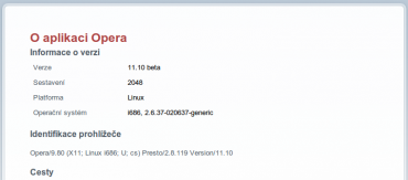 Opera 11.10 beta About 