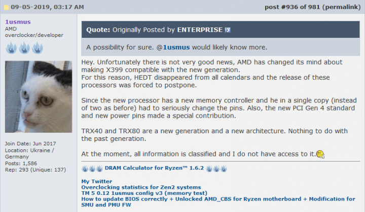 amd ryzen threadripper 3000 nekompatibilita s x399 overclocknet