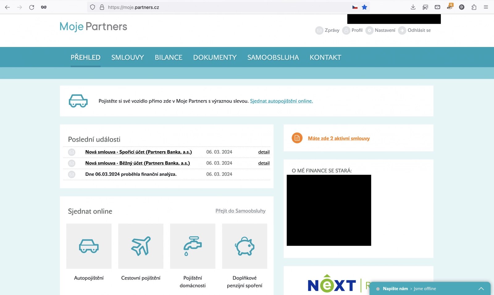 S bankou získáváte i přístup do klientské zóny finančního poradenství Partners. (14. 3. 2024)