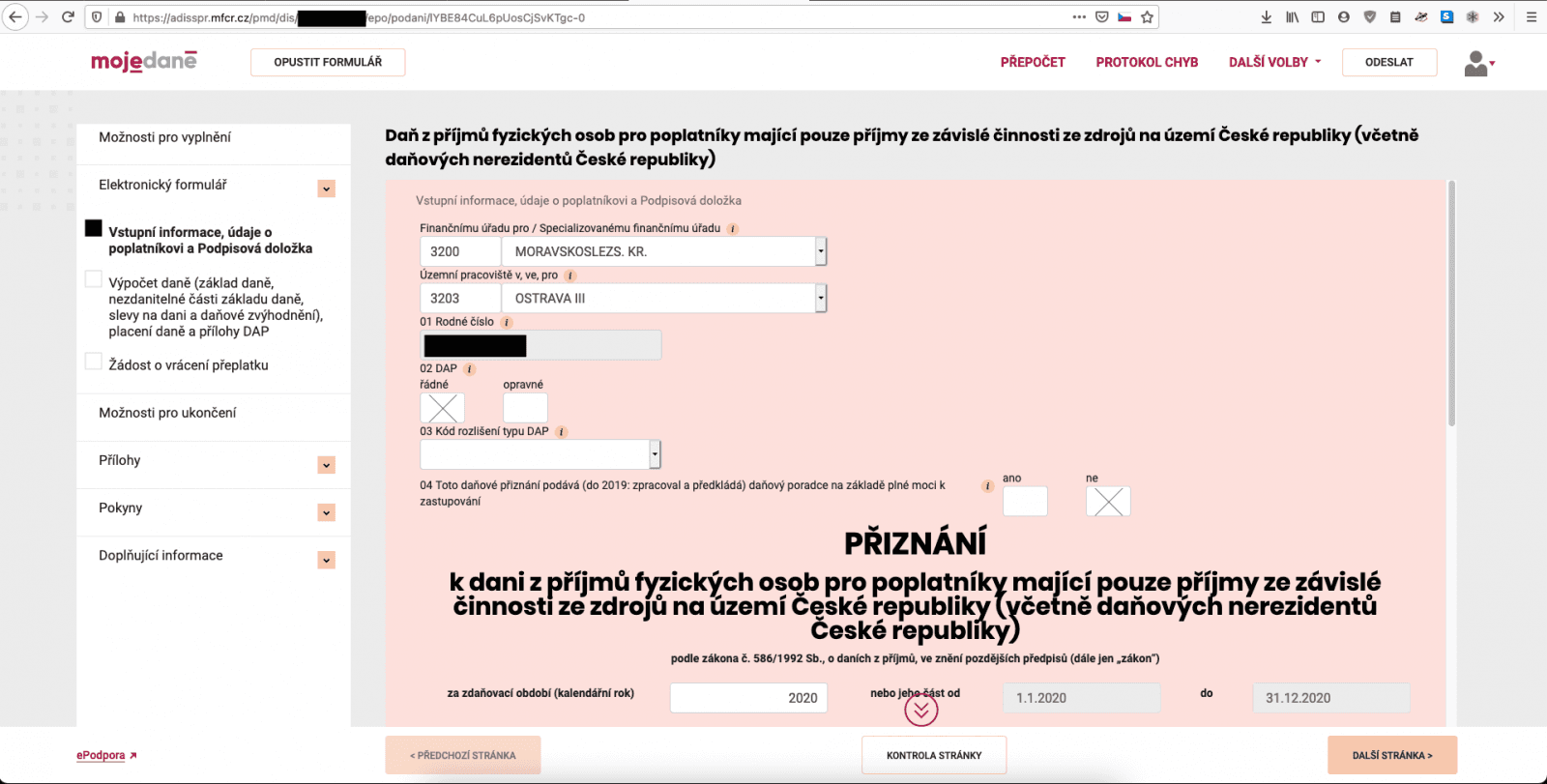 Pouze daňový formulář pro zaměstnance má moderní design. (03/2021)
