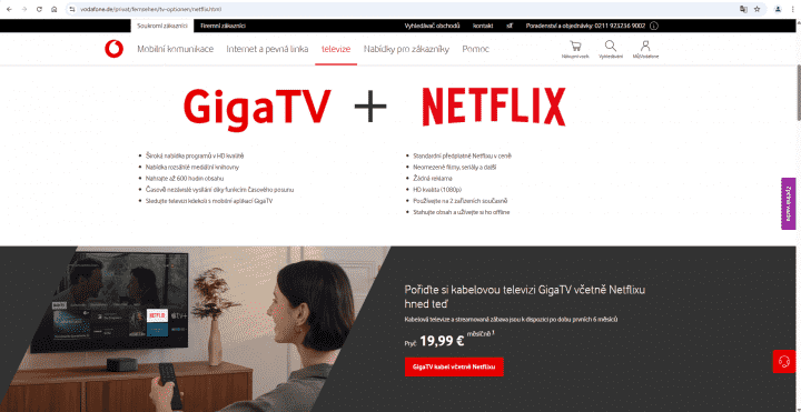 Autor: Petr Faistauer Netflix v nabídce německého Vodafonu