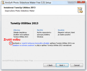 Čtvrté okno průvodce instalací (nabídka instalace TuneUp Utilities)