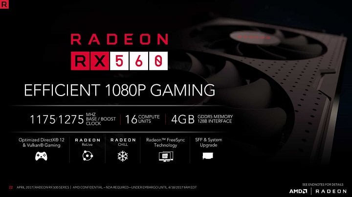 Parametry Radeonu RX 560 v době vydání