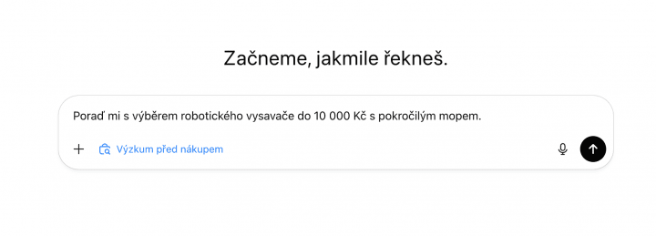 Autor: Matěj Vlk Screenshot ChatGPT shpping