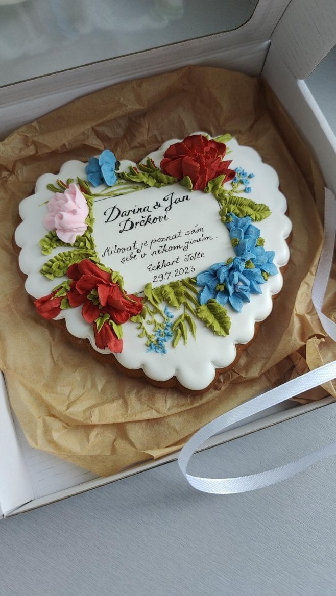 Svatební perníček jako dárek od Perníčky, medovníčky, gingerbread by Dadul