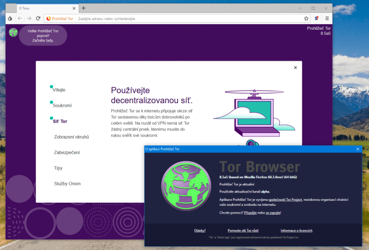 Prohlížeč Tor je postavený na Firefoxu ESR