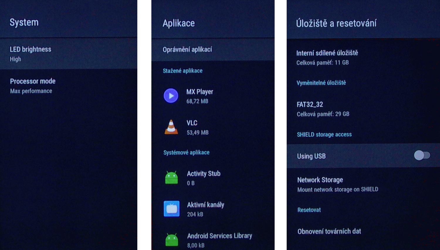 Další položky menu první úrovně.