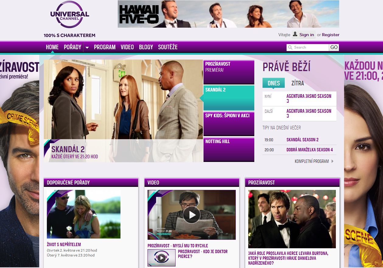 Nové webové stránky tématického kanálu Universal Channel