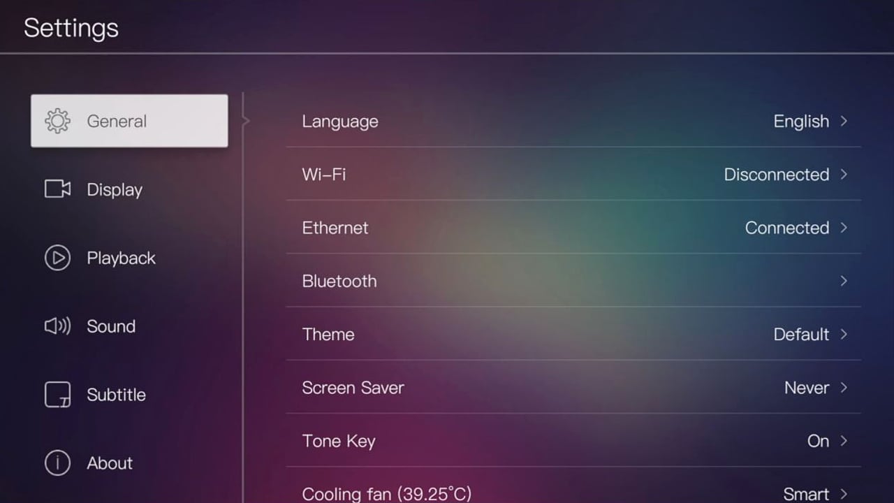 Egreat A10 - smart nastavení chlazení a volba pozadí