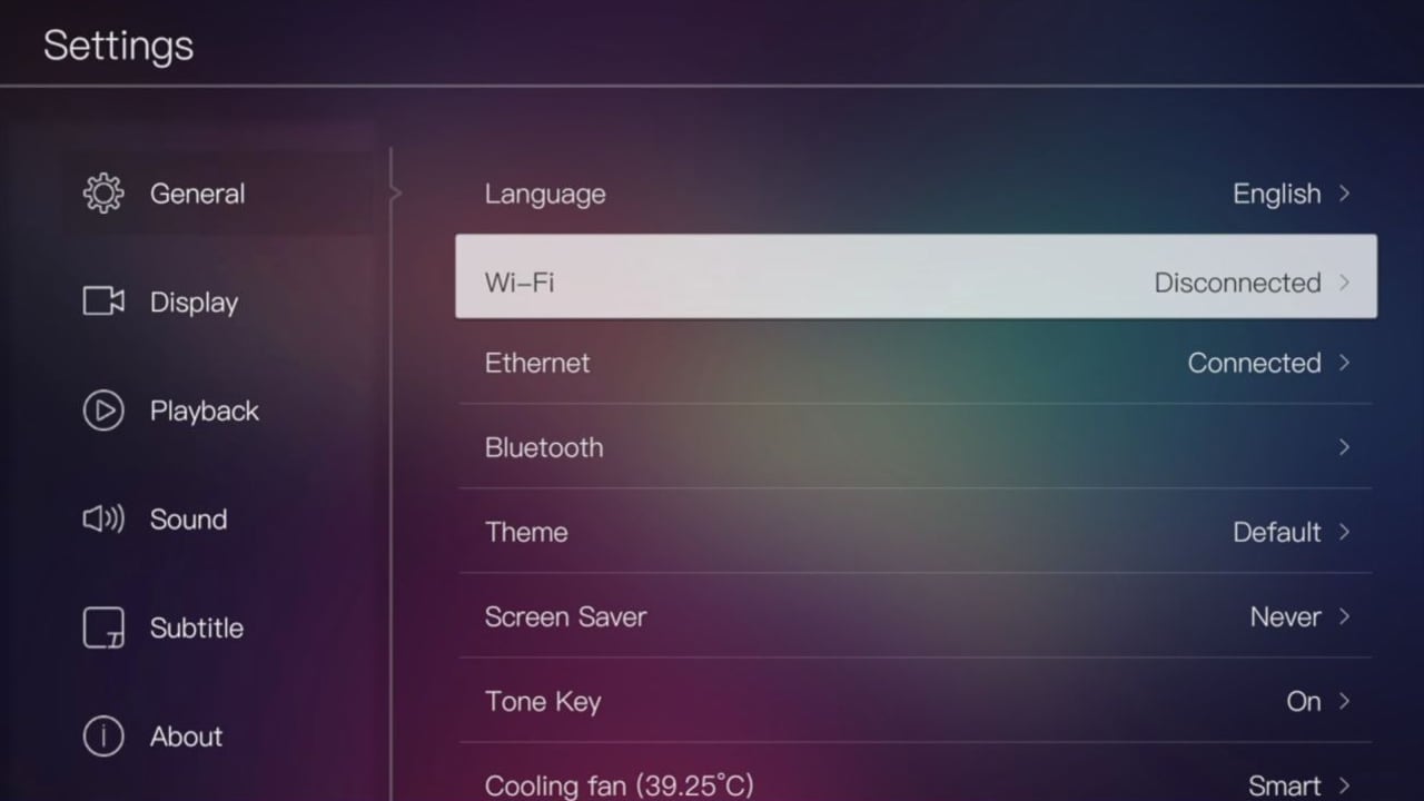 Egreat A10 - smart nastavení chlazení a volba pozadí