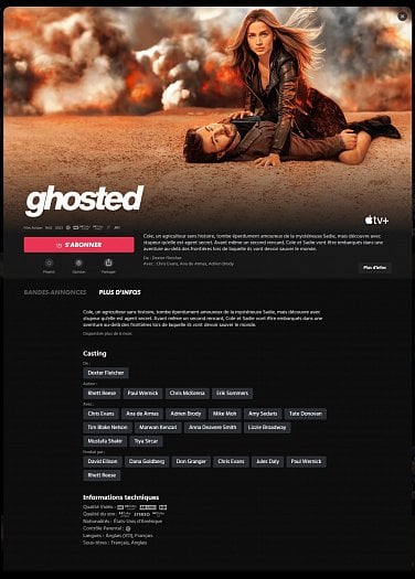 Karta filmu Ghosted ve francouzské verzi Canal+