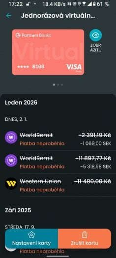 Autor: Dalibor Z. Chvátal Podvodník zkoušel peníze z platební karty inkasovat 3x. (2. 1. 2025)