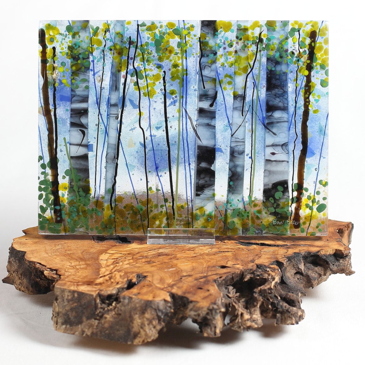 Skleněný obraz s břízami od Eva Edler Glass Art