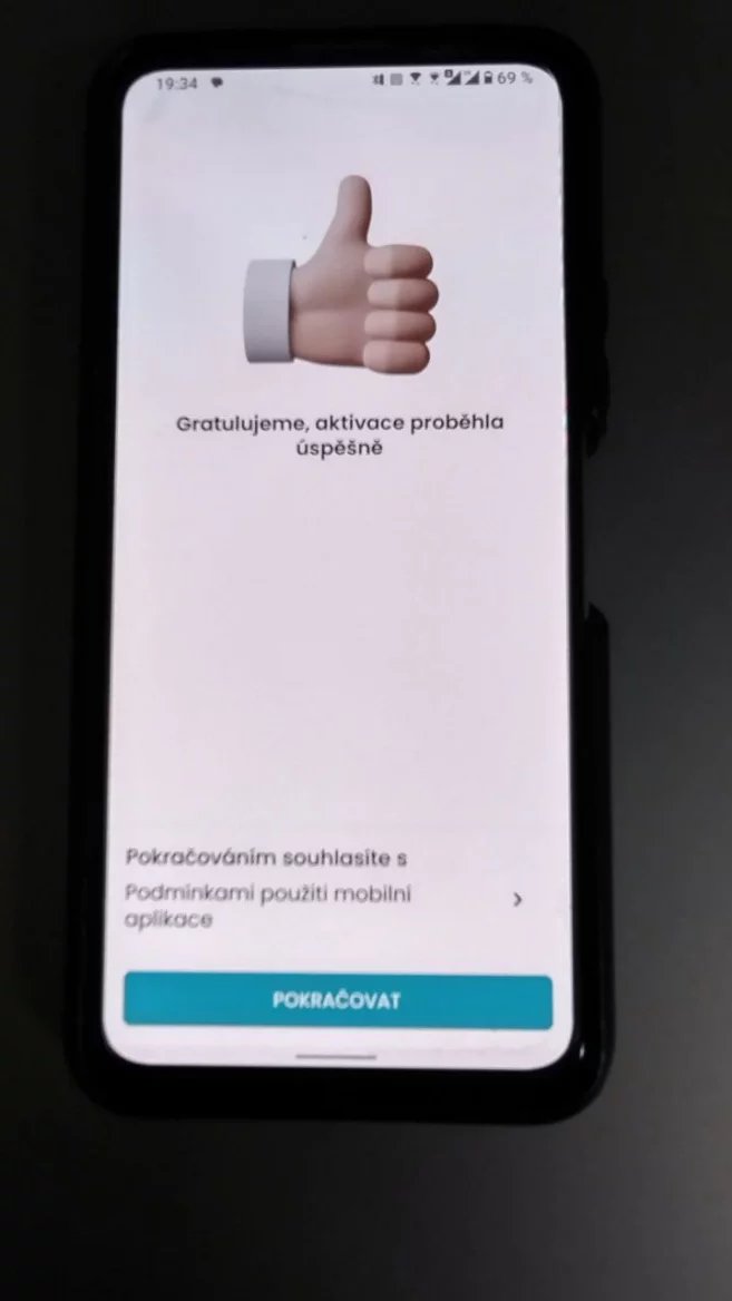 Úspěšná aktivace aplikace. (14. 3. 2024)